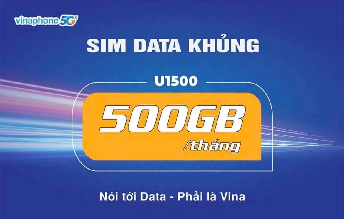 Ảnh minh họa cho bài viết SIM Vina U1500 - 500GB/Tháng, 12 tháng không lo hết data